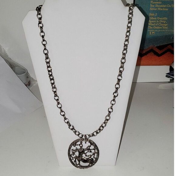 A Sagittarius Zodiac Pendant Heavy Chain Astrological Centaur Archer Unisex - Picture 1 of 10
